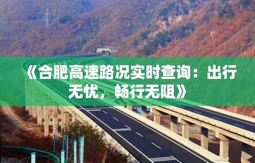 《合肥高速路况实时查询：出行无忧，畅行无阻》
