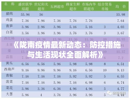 《陇南疫情最新动态：防控措施与生活现状全面解析》