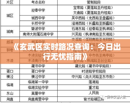《玄武区实时路况查询：今日出行无忧指南》