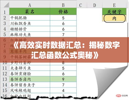 《高效实时数据汇总：揭秘数字汇总函数公式奥秘》