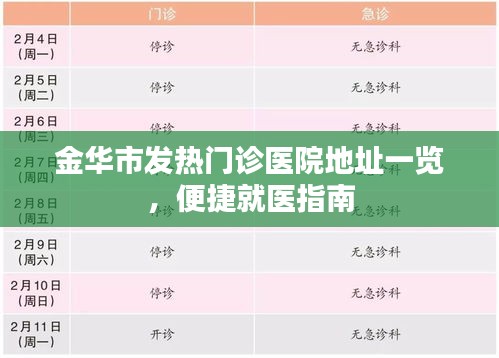 金华市发热门诊医院地址一览，便捷就医指南