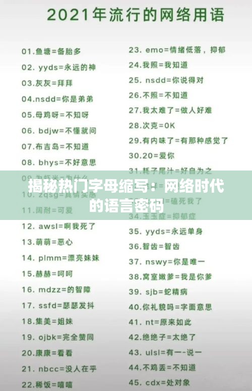 揭秘热门字母缩写：网络时代的语言密码
