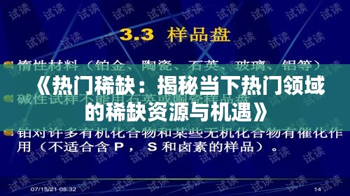 《热门稀缺：揭秘当下热门领域的稀缺资源与机遇》