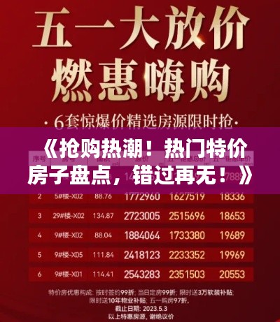 《抢购热潮！热门特价房子盘点，错过再无！》