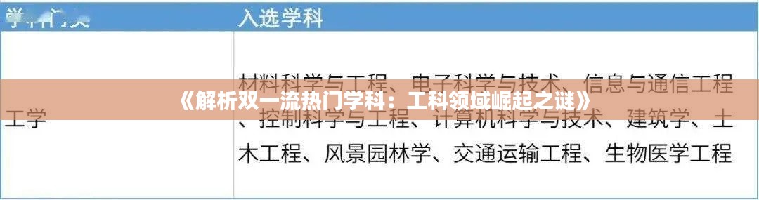 《解析双一流热门学科：工科领域崛起之谜》