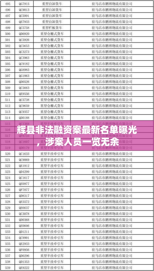 辉县非法融资案最新名单曝光，涉案人员一览无余