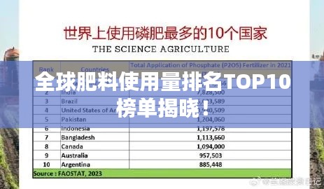 全球肥料使用量排名TOP10榜单揭晓！