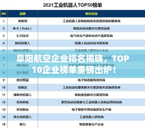 阜阳航空企业排名揭晓，TOP 10企业榜单重磅出炉！