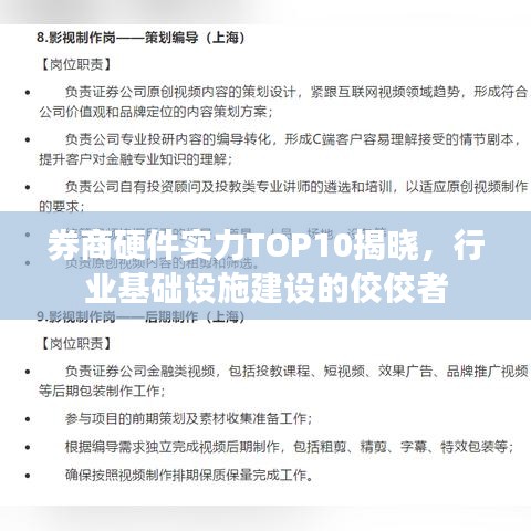 券商硬件实力TOP10揭晓，行业基础设施建设的佼佼者