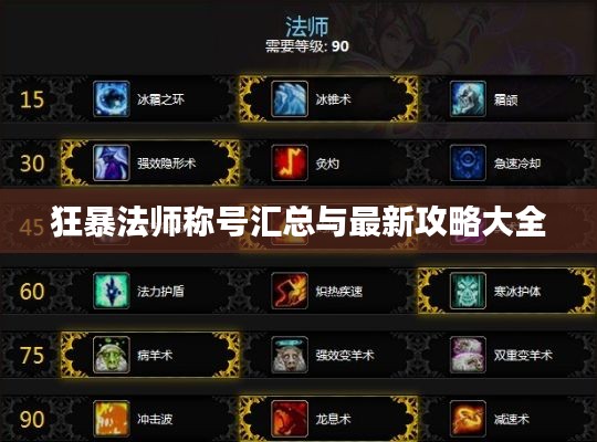 狂暴法师称号汇总与最新攻略大全