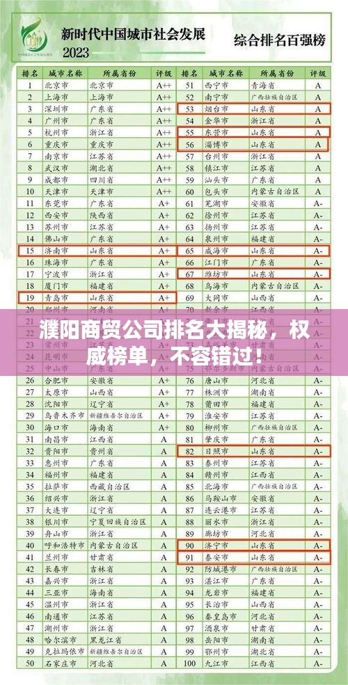 濮阳商贸公司排名大揭秘，权威榜单，不容错过！