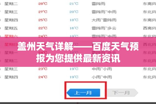 盖州天气详解——百度天气预报为您提供最新资讯