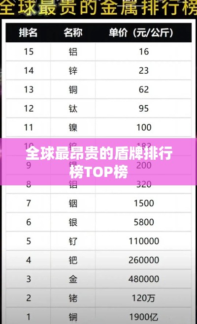 全球最昂贵的盾牌排行榜TOP榜