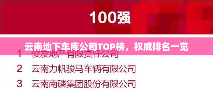 云南地下车库公司TOP榜，权威排名一览