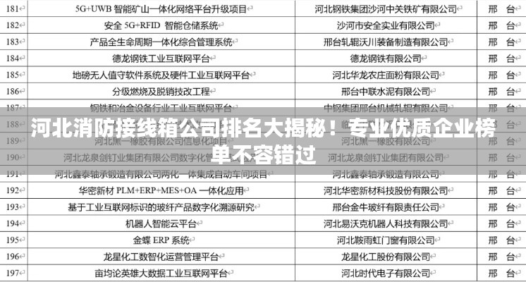 河北消防接线箱公司排名大揭秘！专业优质企业榜单不容错过