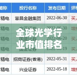 全球光学行业市值排名深度解析