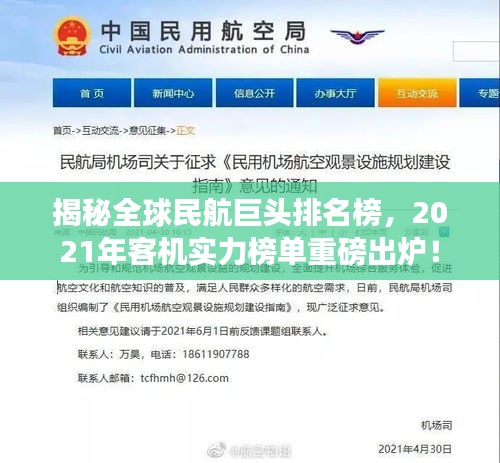 揭秘全球民航巨头排名榜，2021年客机实力榜单重磅出炉！