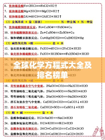 全球化学方程式大全及排名榜单