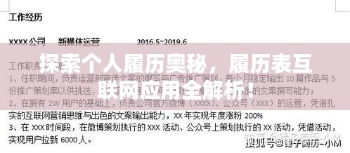 探索个人履历奥秘，履历表互联网应用全解析！