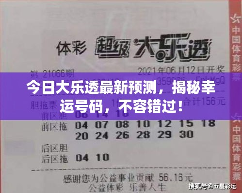 今日大乐透最新预测,揭秘幸运号码,不容错过!