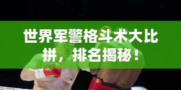 世界军警格斗术大比拼,排名揭秘!