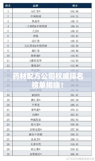 药材配方公司权威排名榜单揭晓!