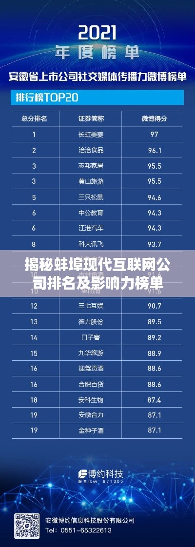 揭秘蚌埠现代互联网公司排名及影响力榜单