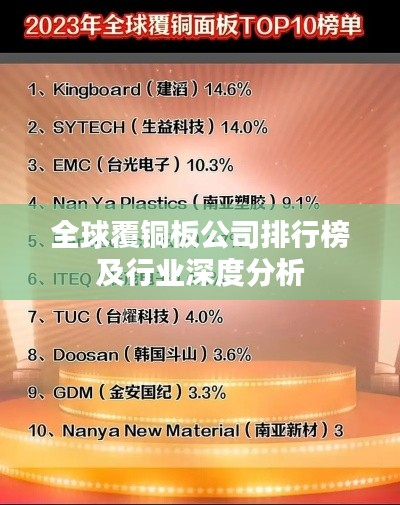 全球覆铜板公司排行榜及行业深度分析