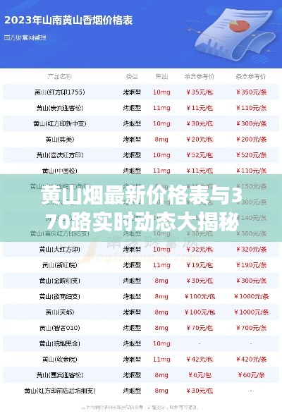 黄山烟最新价格表与370路实时动态大揭秘