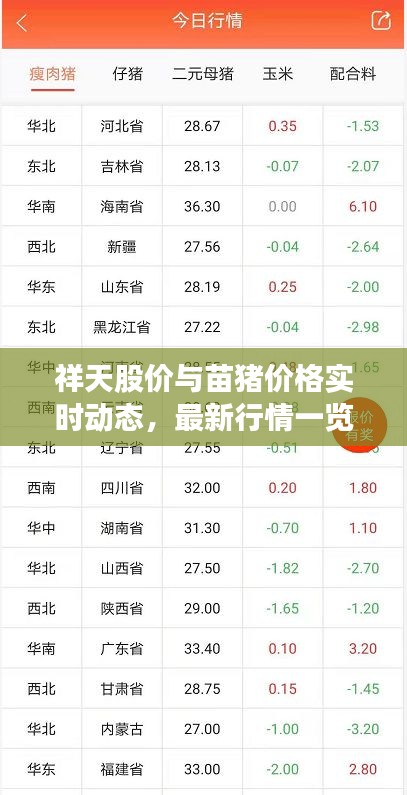 祥天股价与苗猪价格实时动态，最新行情一览