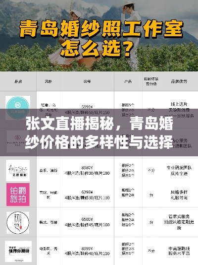 张文直播揭秘,青岛婚纱价格的多样性与选择指南