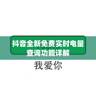 抖音全新免费实时电量查询功能详解