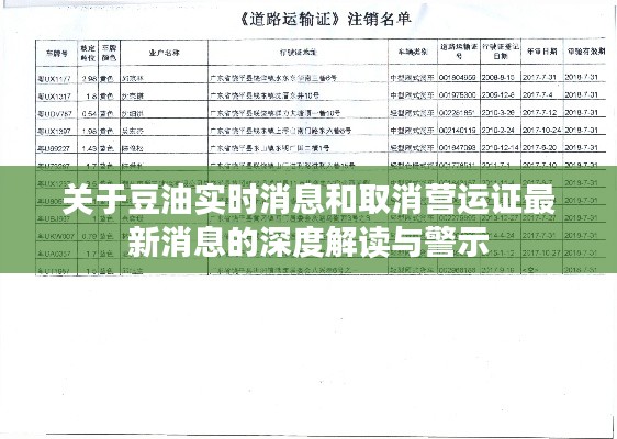 关于豆油实时消息和取消营运证最新消息的深度解读与警示