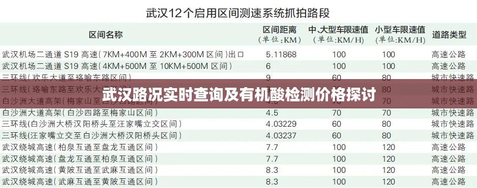 武汉路况实时查询及有机酸检测价格探讨