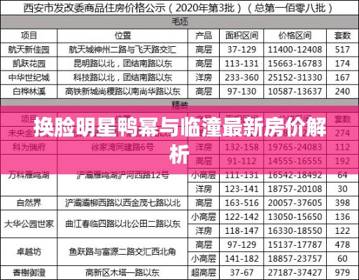 换脸明星鸭幂与临潼最新房价解析