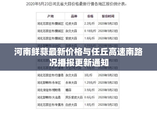 河南鲜蒜最新价格与任丘高速南路况播报更新通知