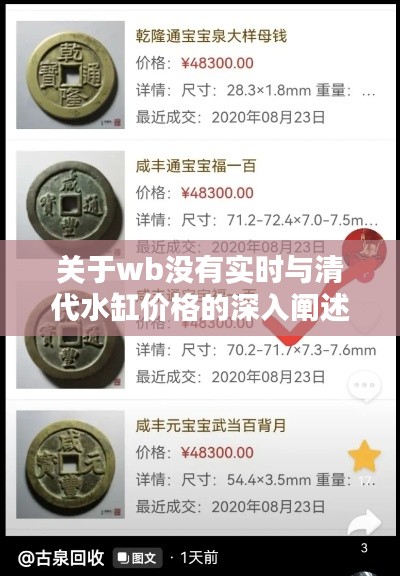 关于wb没有实时与清代水缸价格的深入阐述
