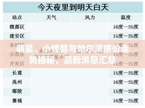 明星、小怪兽与哈尔滨房价走势揭秘，最新消息汇总